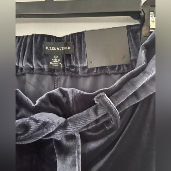 Navy blue velour tie waist dress pants - Picture 2 of 5